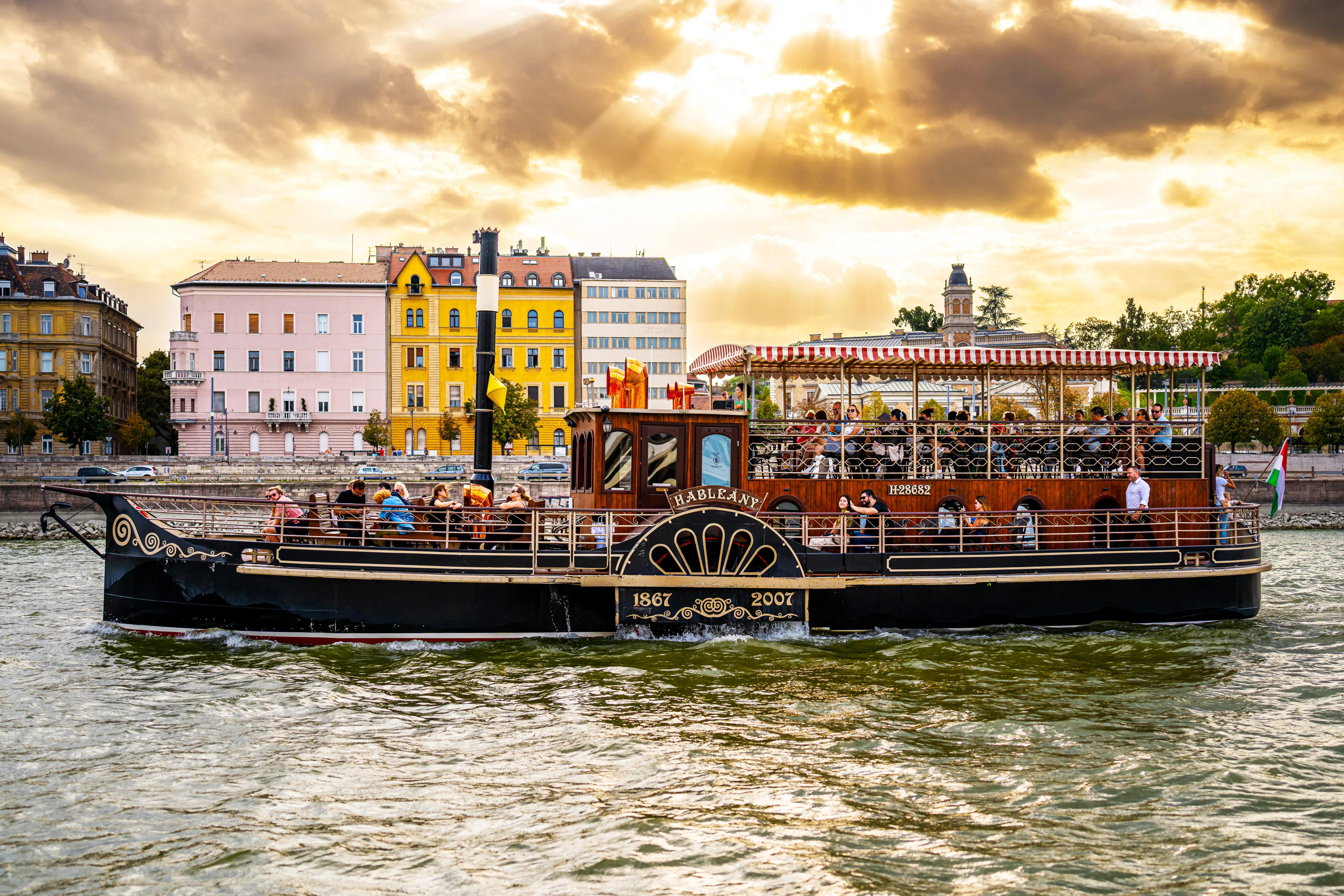 Historical style paddle boat used by Duna Cruises in Budapest